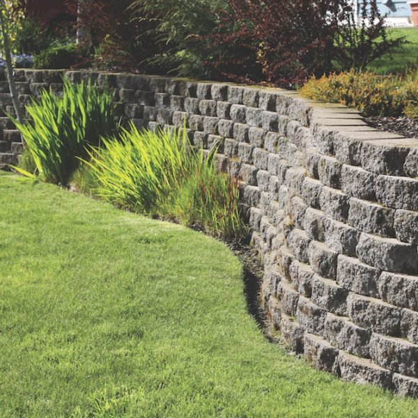 Landscaped Wall Of Cement Cobblestone Bricks